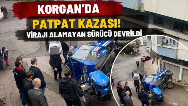 Korgan’da Virajı Dönerken Devrilen Patpatta Sürücü Yaralanmadı