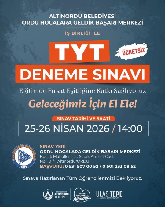 Altınordu Belediyesi’nden Üniversite Adaylarına Ücretsiz TYT Deneme Sınavı Desteği