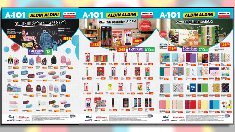 A101 24 Ağustos 2026 Kırtasiye Ürünlerinde Neler Var? Okul Çantası, Defter Ve Kalem Fiyatları