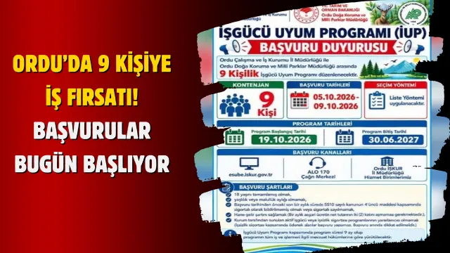 Ordu’da İup Kapsamında 9 Kişilik Kontenjan Açıldı