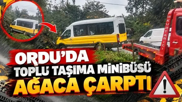 Altınordu’da Minibüs Yoldan Çıkıp Ağaca Çarptı