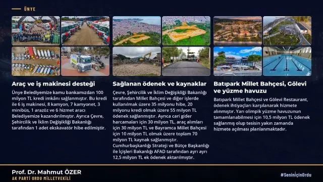 Ak Parti Ordu Milletevekili Prof.Dr. Mahmut Özer'den Ünye'ye Müjde Üzerine Müjde