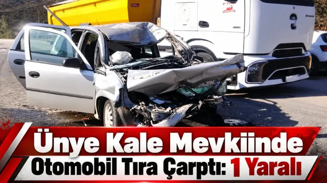 Ünye’de Tıra Arkadan Çarpan Otomobildeki Sürücü Yaralandı